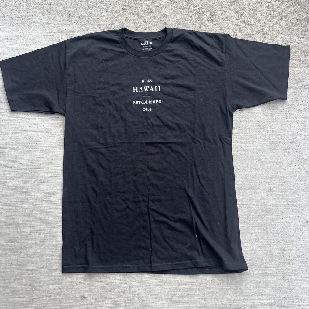 kicks/HI men's hawaii 100% cotton black short sleeve shirt size L b3